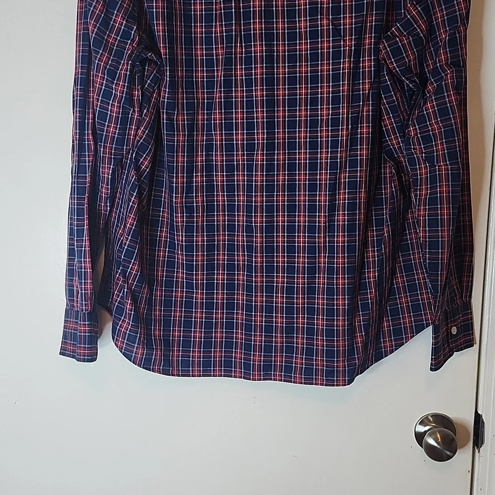 J. Crew Men's Blue and Red Checkered Shirt